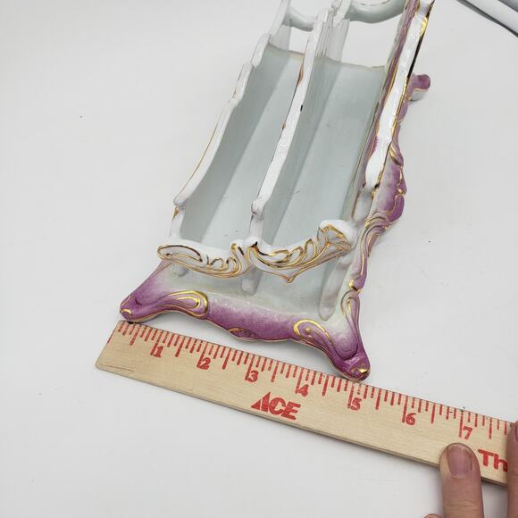 Limoges Hand Painted Floral Two Tier Footed Letter Holder. China Porcelain - Picture 15 of 16